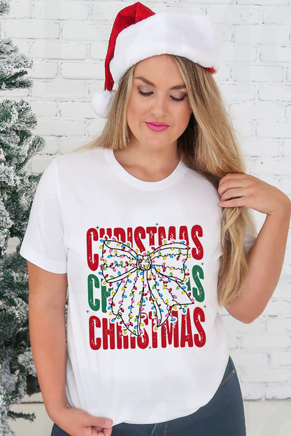 White Christmas Bowknot Graphic Tee