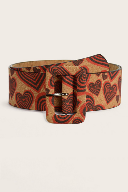 Thai Curry Valentine Heart Print Vintage Wide Waist Belt