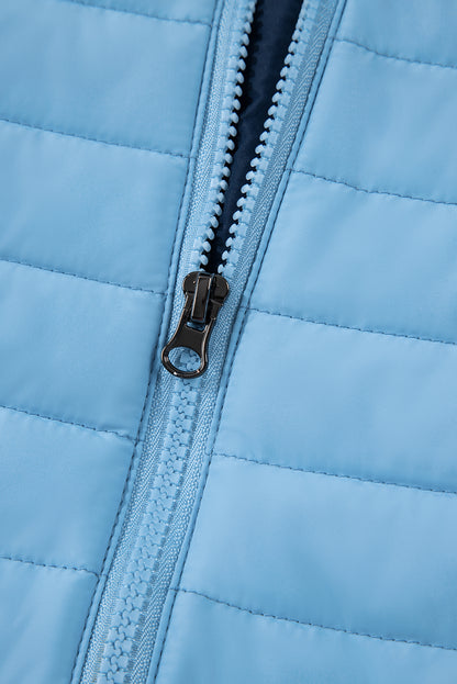 Myosotis Solid Color Quilted Zip-up Puffer Jacket