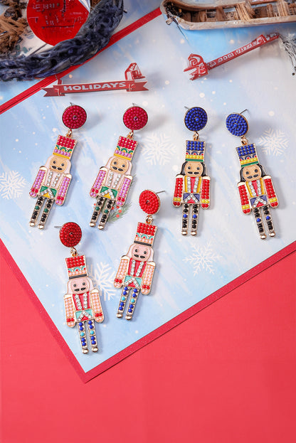 Racing Red Beaded Christmas Nutcracker Earrings