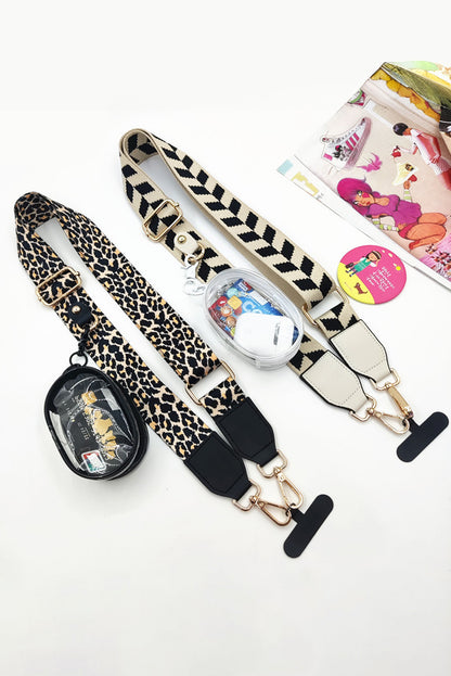 Black Geometric/Leopard Adjustable Phone Hanging Shoulder Strap with Pouch