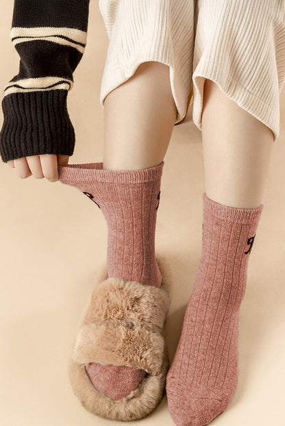 Gossamer Pink Bowknot Detail Ribbed Winter Stockings