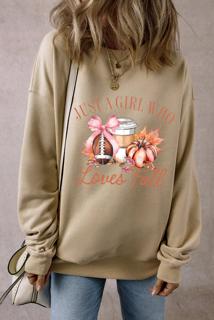 Parchment Just a Girl Who Loves Fall Printed Sweatshirt