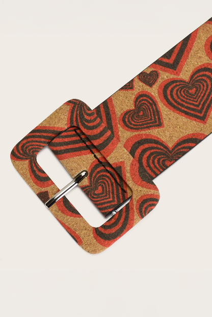 Thai Curry Valentine Heart Print Vintage Wide Waist Belt