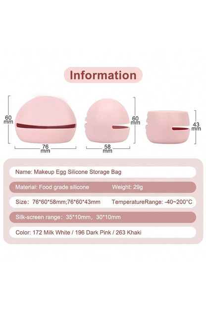 Light Pink Makeup Blender Silicone Travel Storage Case