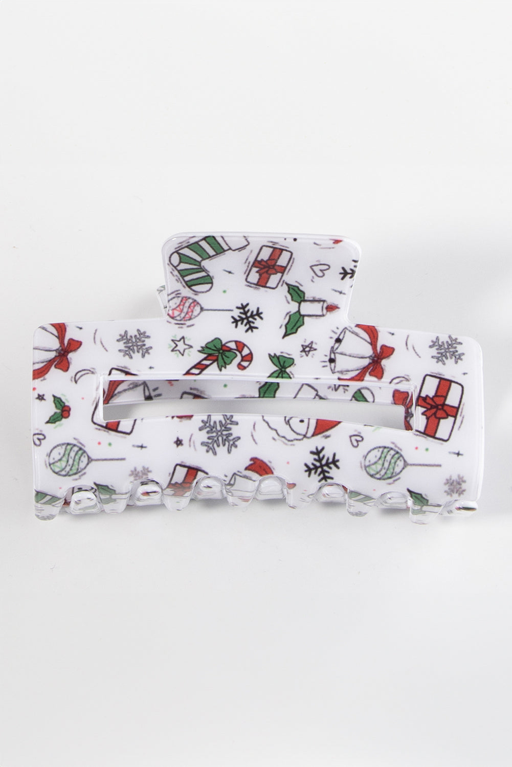 White Christmas Pattern Print Cut Out Hair Claw Clip