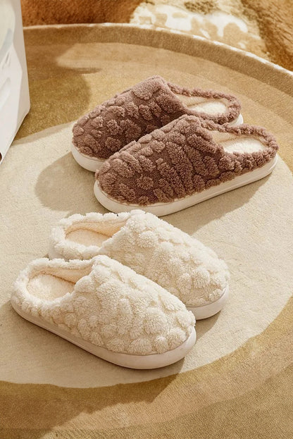 White Thick Sole Fluffy Plush Winter Home Slippers