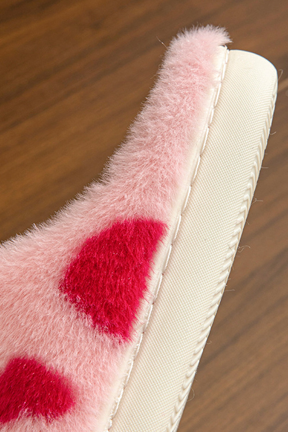 Fiery Red Valentines Heart Shape Winter Fuzzy Slippers