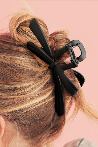 Black Frosted Bow Knot Plastic Hair Clip