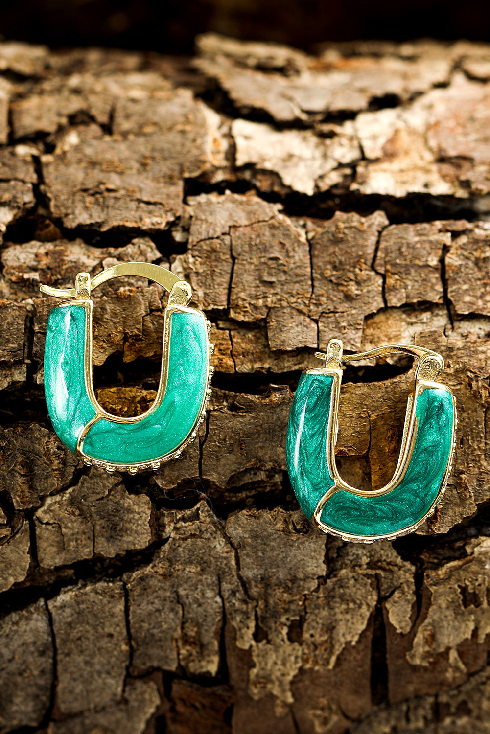 Dark Green Retro Rhinestone Inlay U Shape Hook Earrings