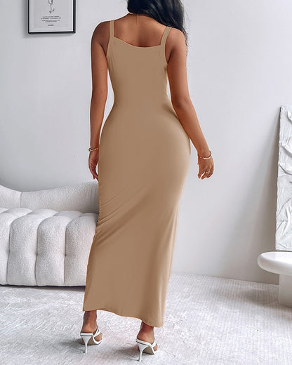 U Neck Spaghetti Strap Maxi Dress