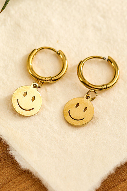 Gold Smiley Face Pendant Plated Alloy Keychain