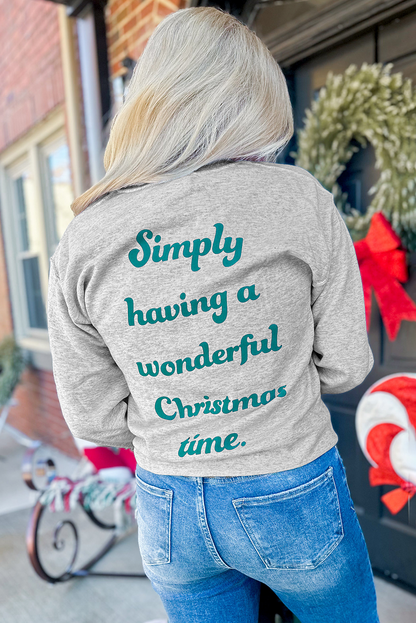 Gray 2-side Printed Christmas Tree Letter Graphic Sweatshirt