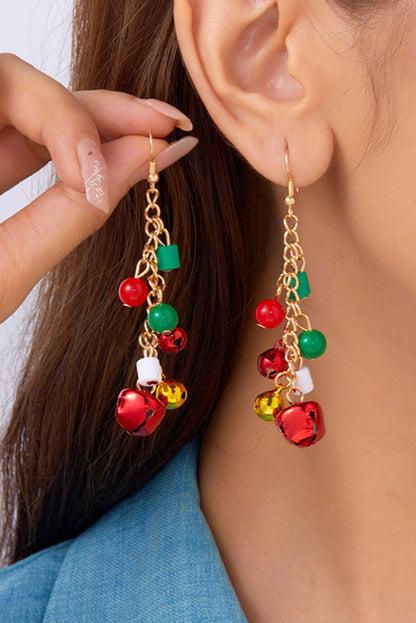 Racing Red Christmas Style Bells Dangle Hook Earrings