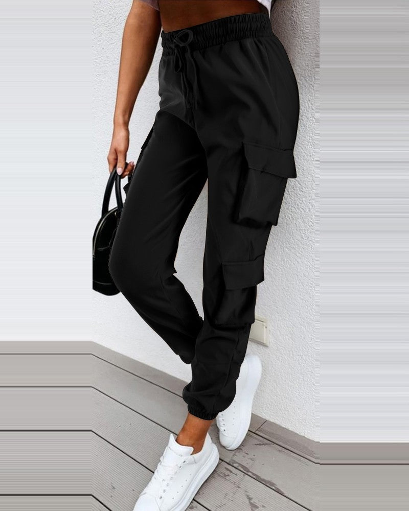 Pocket Design Cuffed Cargo Pants