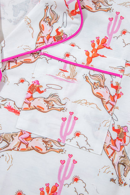 White Cowgirl Country Print Pajamas Set