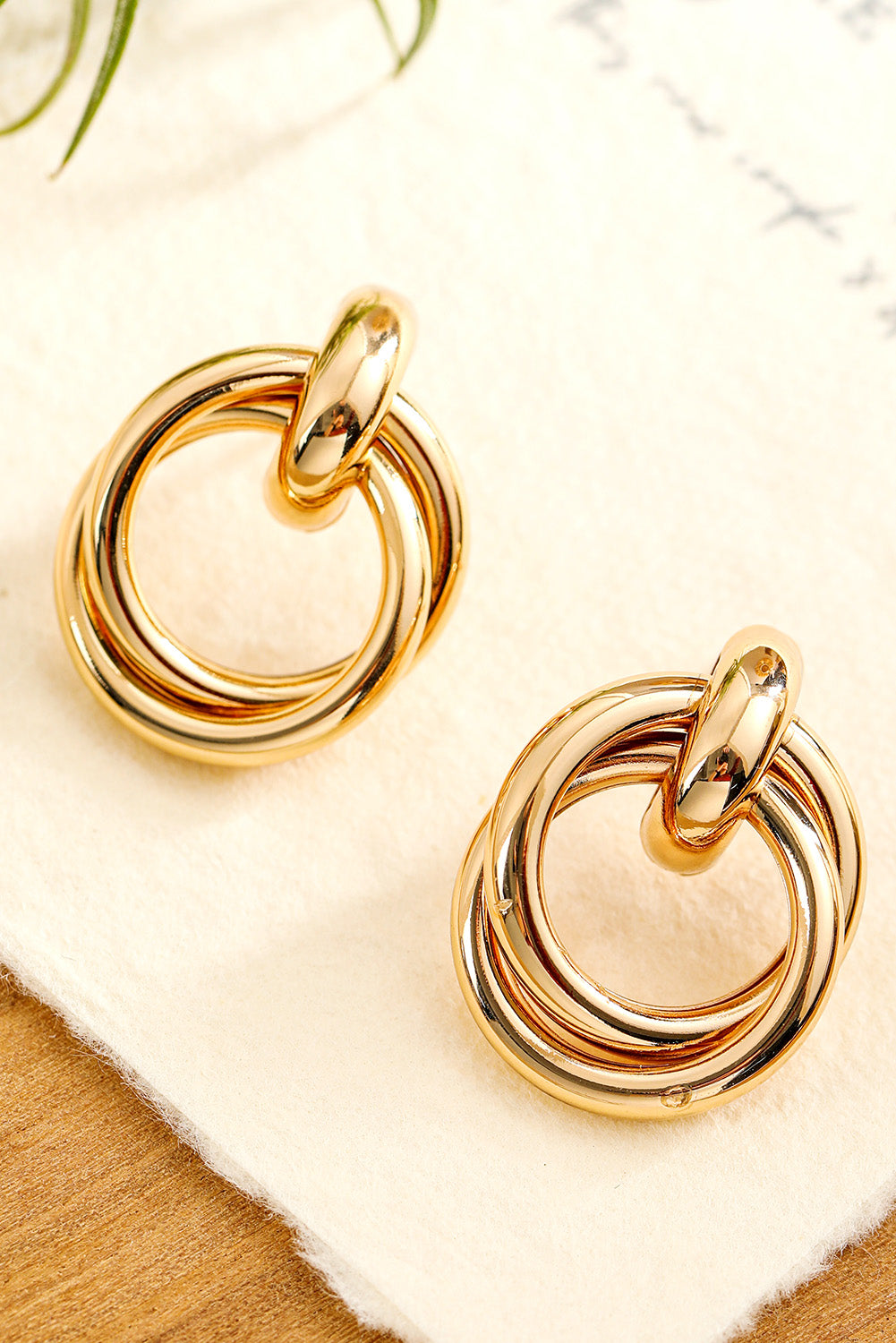 Gold Circles Plated Alloy Stud Earrings