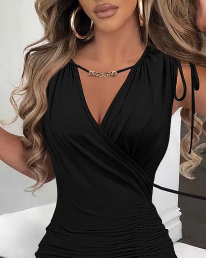 Drawstring High Slit Bodycon Dress