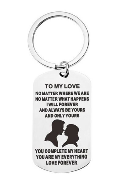 Silvery Valentines Day Love Letter Pendant Alloy Keychain