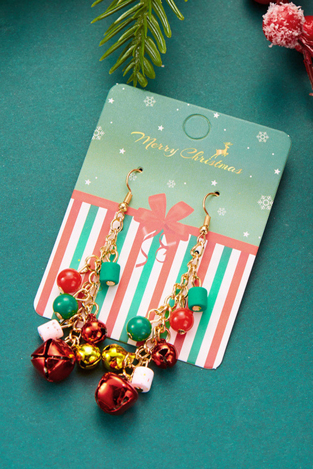 Racing Red Christmas Style Bells Dangle Hook Earrings