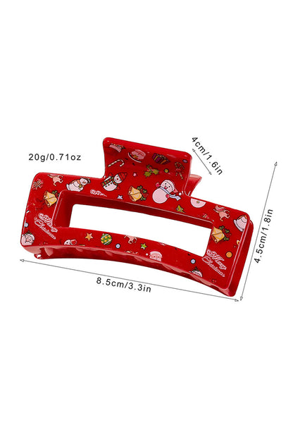 Racing Red Cartoon Christmas Pattern Print Hollow Out Hair Clip