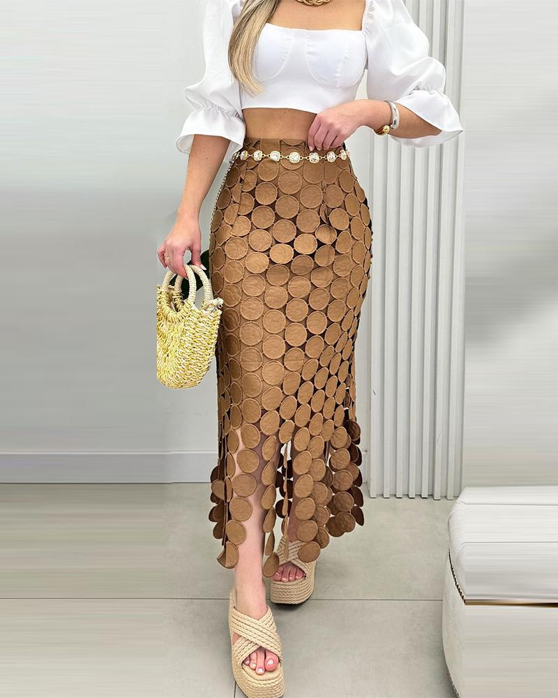 Hollow out Boho Tassel Slim Fit Bodycon Long Skirt