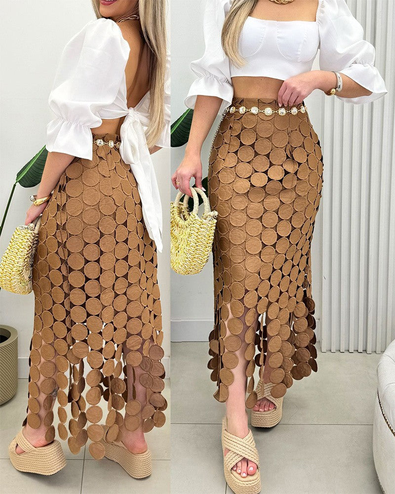 Hollow out Boho Tassel Slim Fit Bodycon Long Skirt