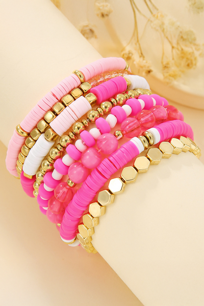 Sachet Pink 8pcs Valentine Vibe Beaded Elastic Bracelet Set