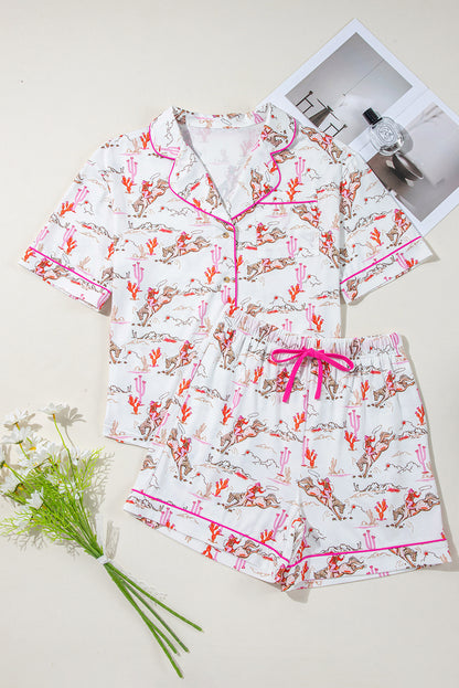 White Cowgirl Country Print Pajamas Set