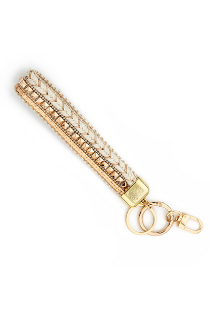 Gold Boho Style Braided Wristlet Keychain