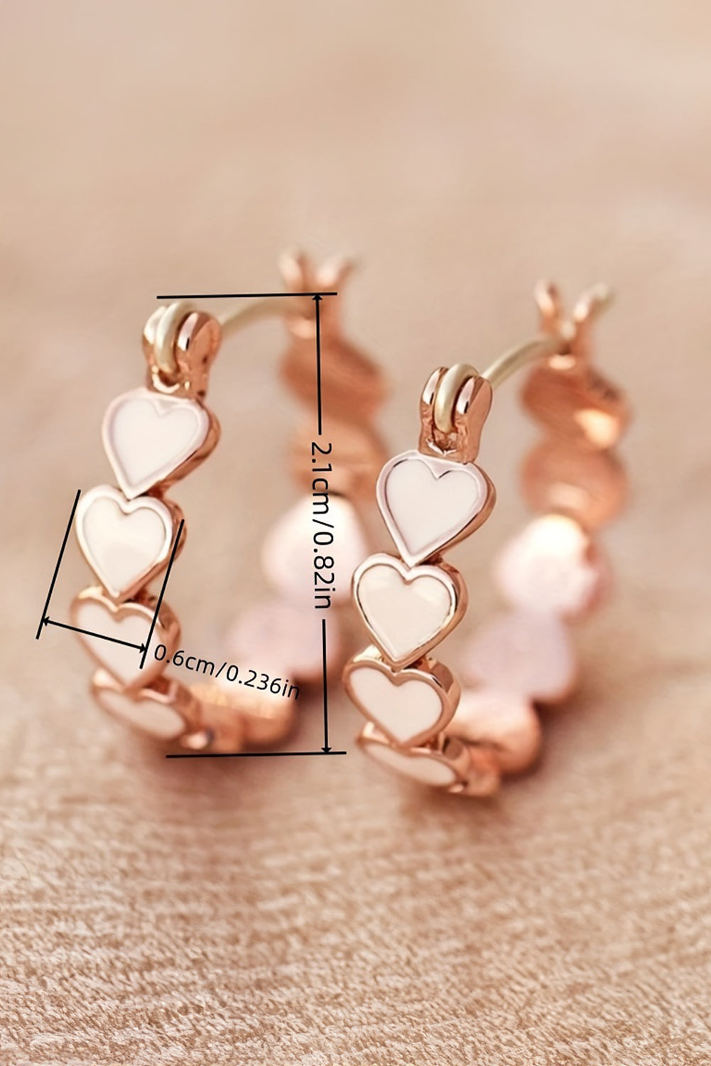 White Heart Shape Plated Alloy Small Hook Earrings