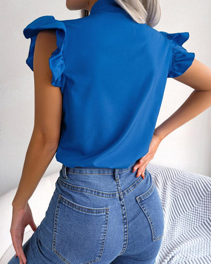 Tie Neck Puff Sleeve Top