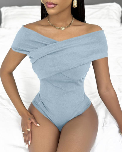 Off Shoulder Ruched Bodysuit