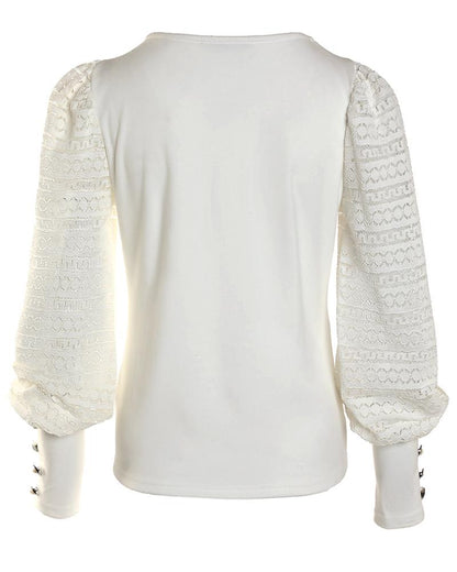 Guipure Lace Patch Long Sleeve Top