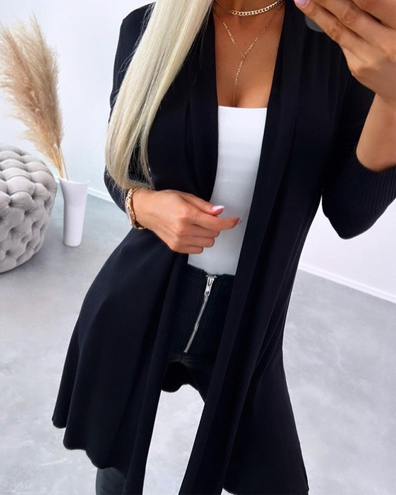 Open Front Long Sleeve Knit Cardigan