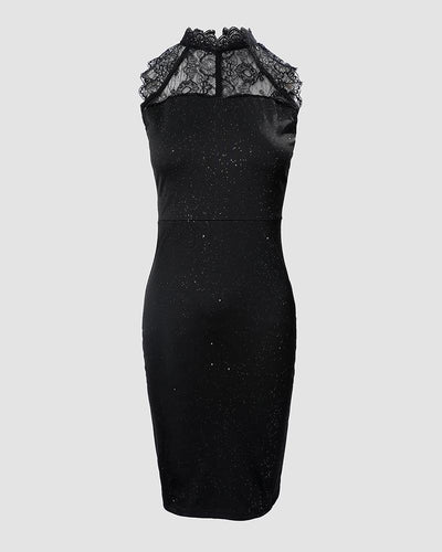 Glitter Contrast Lace Party Dress