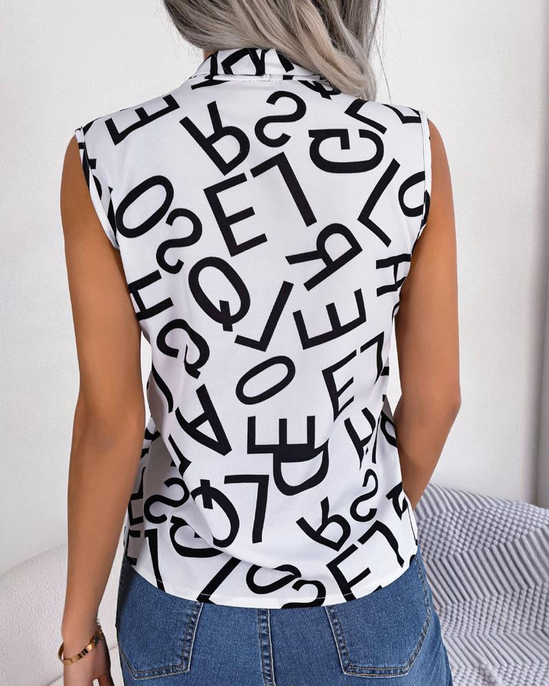 Letter Print V Neck Tank Top