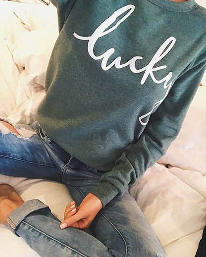 Letter Print Crew Neck Sweatshirt