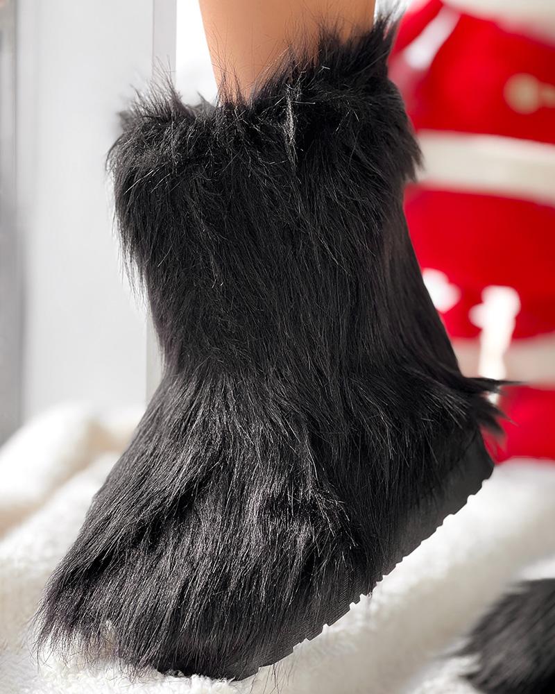 Faux Fur Fluffy Warm Ankle Boots