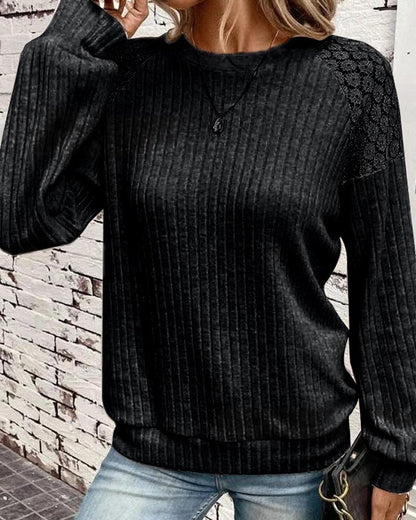 Eyelet Embroidery Long Sleeve Top