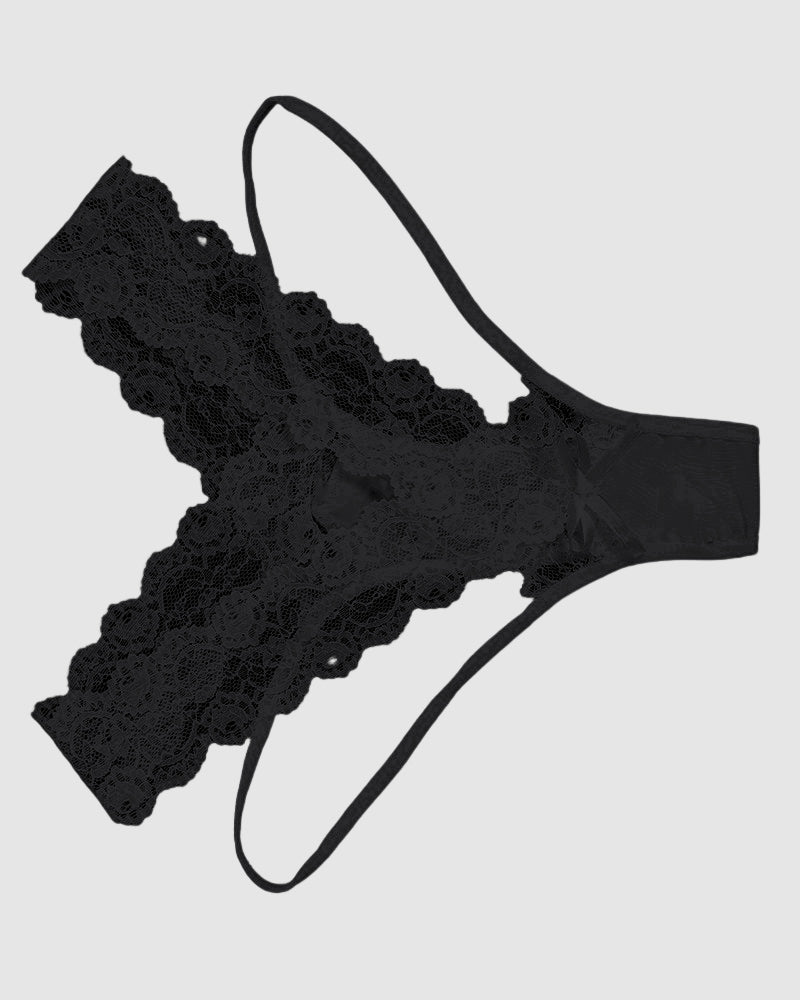 Cutout Contrast Lace Thong Panty