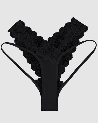 Cutout Contrast Lace Thong Panty