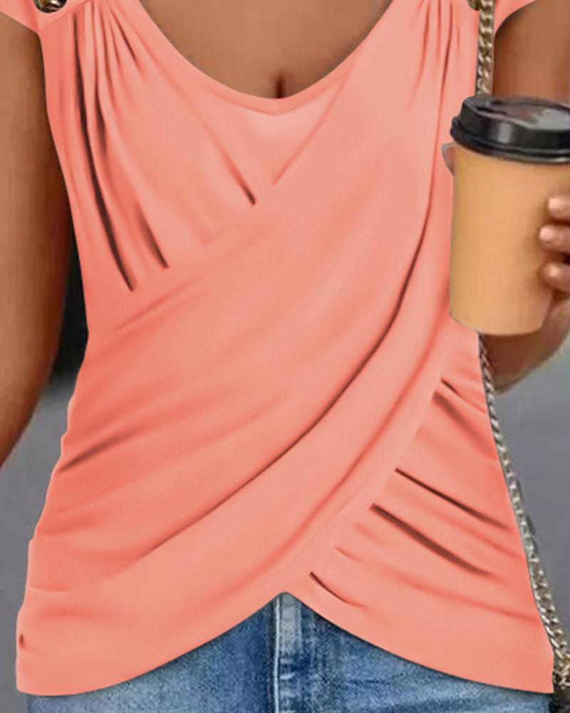 Cap Sleeve Ruched Wrap Top