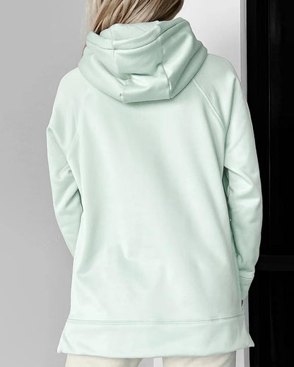 Zipper design Slit Long Sleeve Hoodie