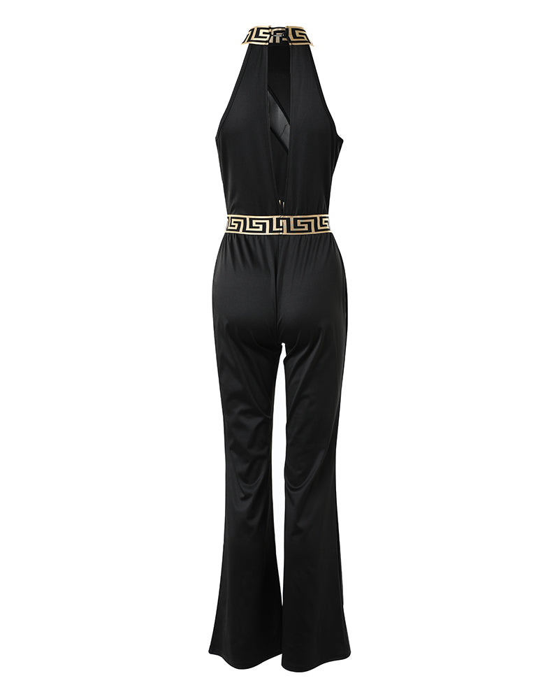 Geo Tape Patch Sheer Mesh Jumpsuit