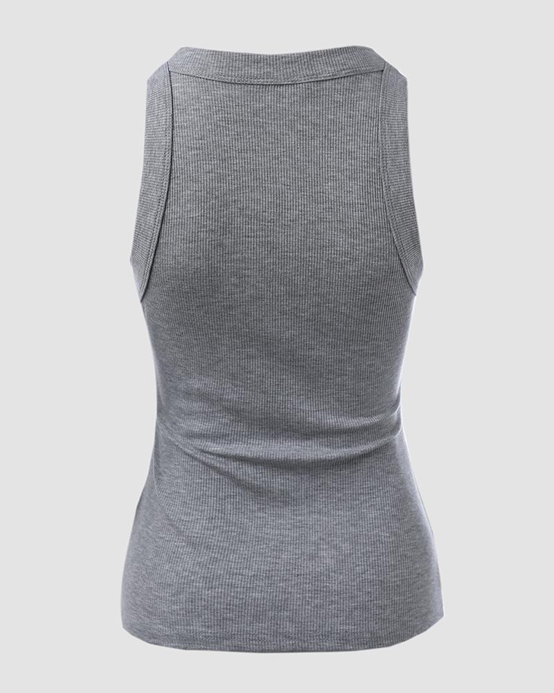 O Neck Knit Sleeveless Casual Top