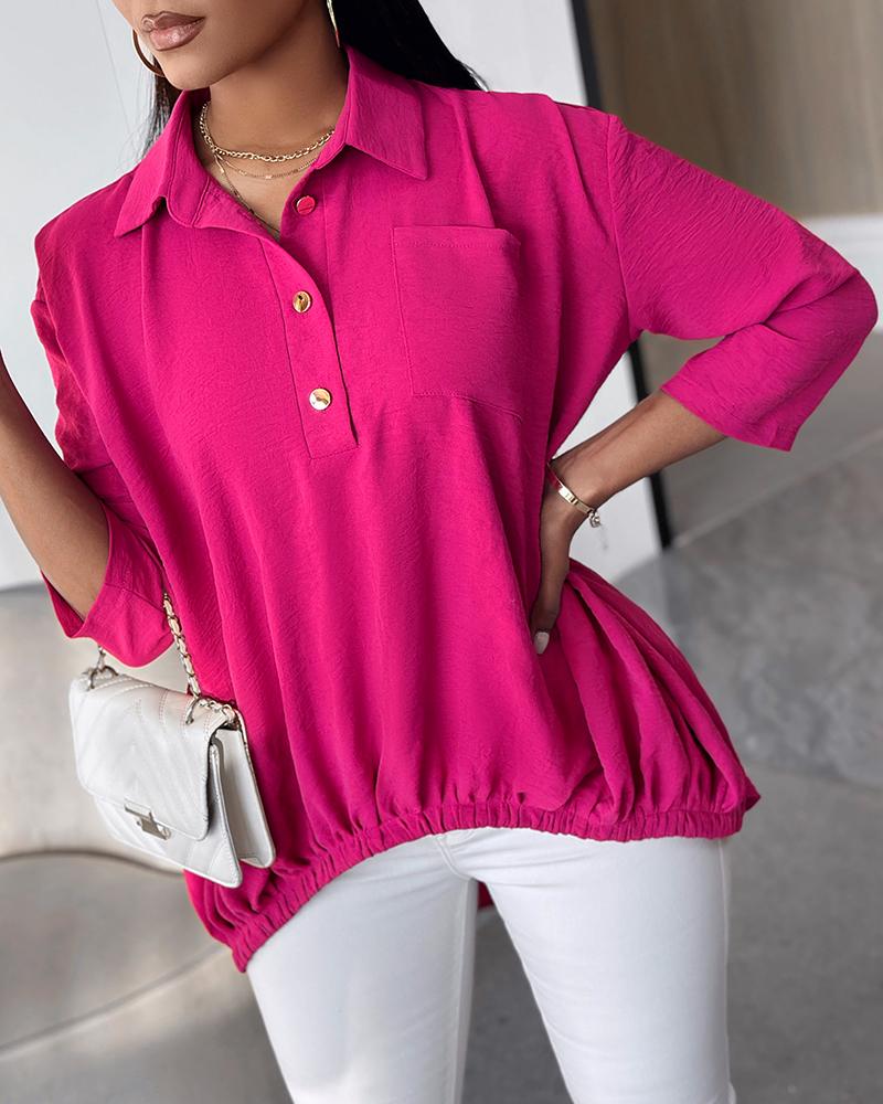 Pocket Design Asymmetrical Hem Top