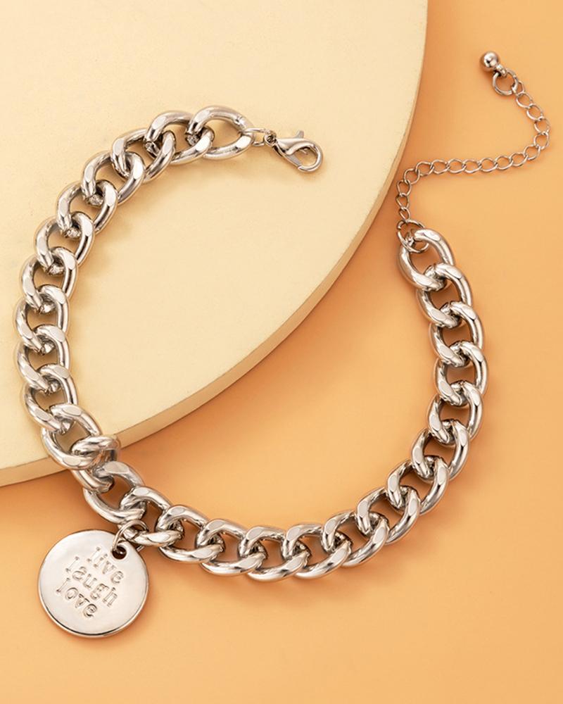 1pc Live Laugh Love Pattern Chain Anklet