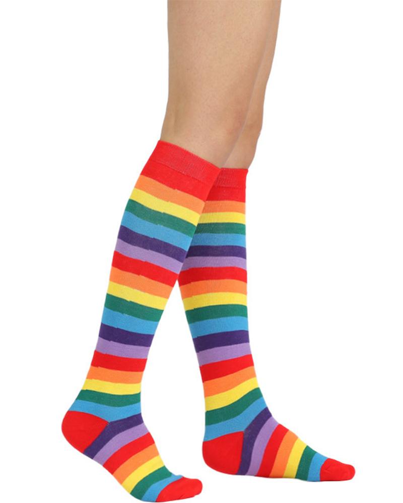 Colorblock High Elastic Over knee Socks
