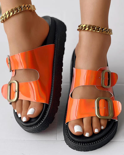 Buckled Double Strap Slippers Outdoor Sandals